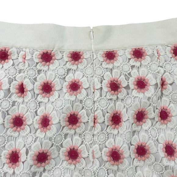 J Crew Floral Crochet Pencil Knee Length Skirt Size 16 Pink Garden Party Church - Picture 3 of 5